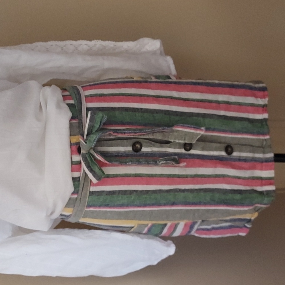 Cato Pink and Green Striped Linen Rich Skirt